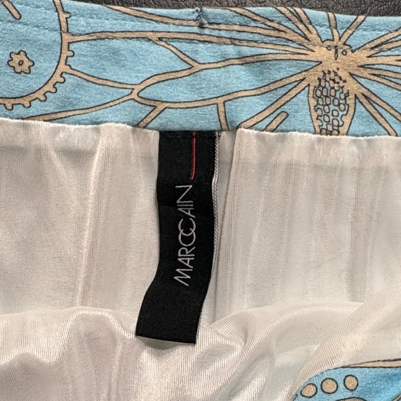 Marc Cain Sky Blue Floral Pencil Skirt with Metallic Gold Trim - Picture 4 of 4